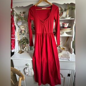 Christy Dawn Vibrant Red Long Sleeve Dress